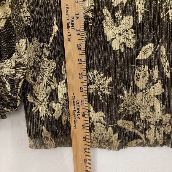 New Vince Camuto size 2X Gold Black Metallic V Neck Soft Flowy Blouse Evening - Picture 5 of 10